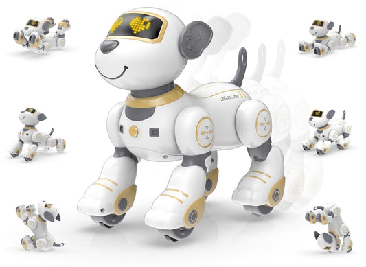 STEMTRON Robot Control Remoto Programable Gato Robot Perro Robot para Niños Perro Robótico Interactivo Gato Robótico Perro Robo Gato Robo RC Robot con Sensores de Tacto, Ojos LED, Baile y Música