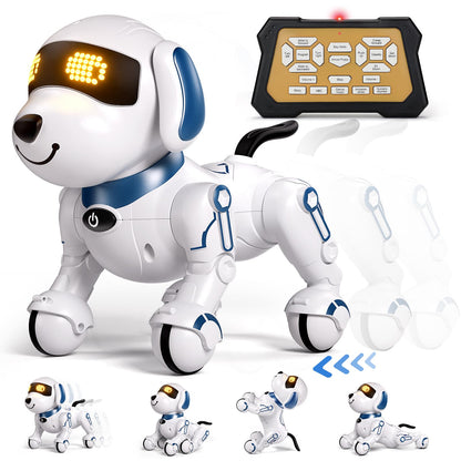 Aiqi Perro Robot de Control Remoto Juguete Interactivo RC Robot Perro para Niños Programable Inteligente y Bailarín que Imita Animales Mini Perro Robot con Sonido y Ojos LED